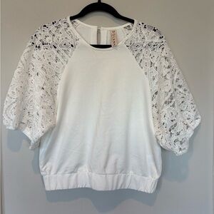 Dolan Ivory Lace Accent Blouse Medium